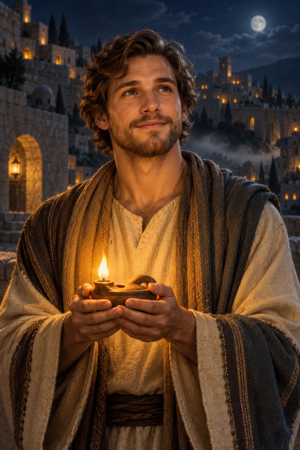 Encourager holding a lamp in Light and Mist